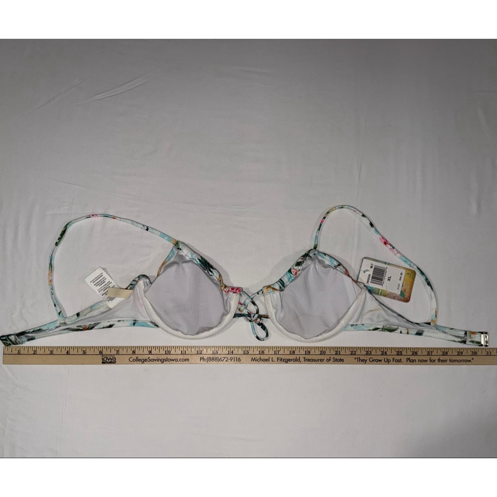 NWT Hobie Tropical Palm Tree Push Up Bikini Top XL Strappy Coastal Surf Hibiscus - Picture 4 of 9